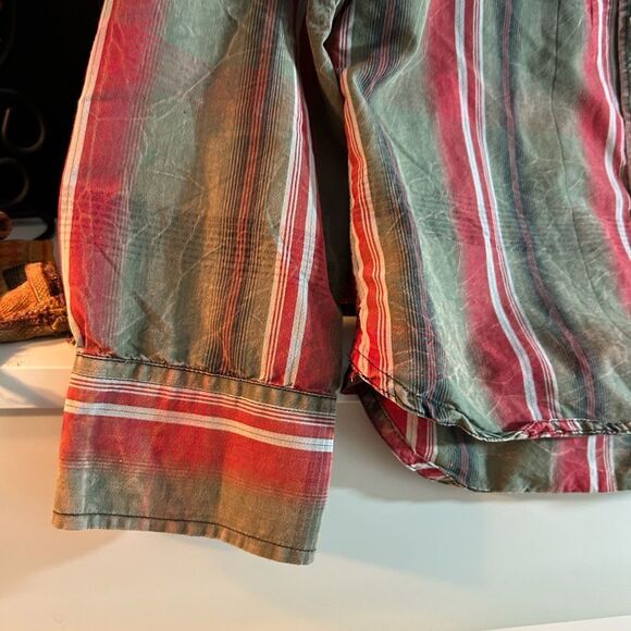 Point Zero Men's Red and Tan Striped Casual Shirt XL - Picture 3 of 16